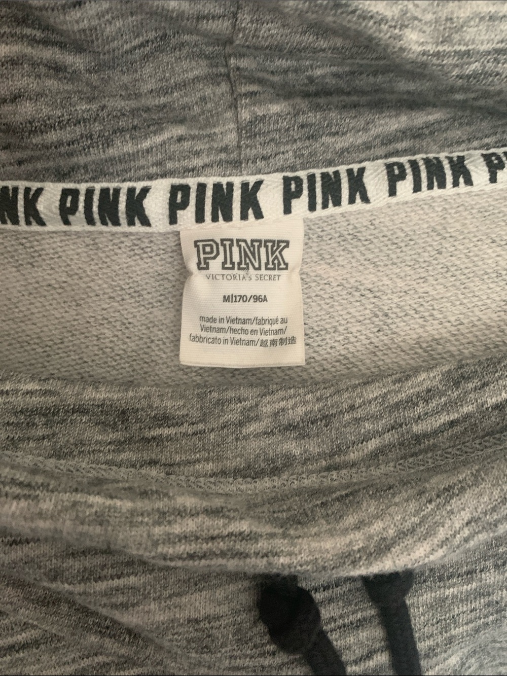 PINK Victoria's Secret Gray Funnel Neck Hoodie with Black Logo - Picture 10 of 10